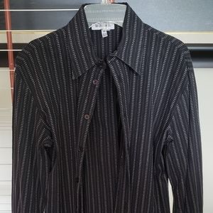 Le Chateau White stitch stripe black dress shirt